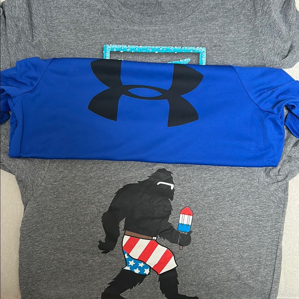 Under Armour Kids Gray and Blue Short Sleeve Tee
